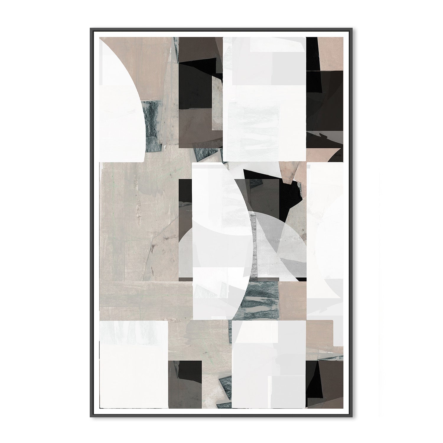 wall-art-print-canvas-poster-framed-Abstract Mocha Black White Composition, Style A-3