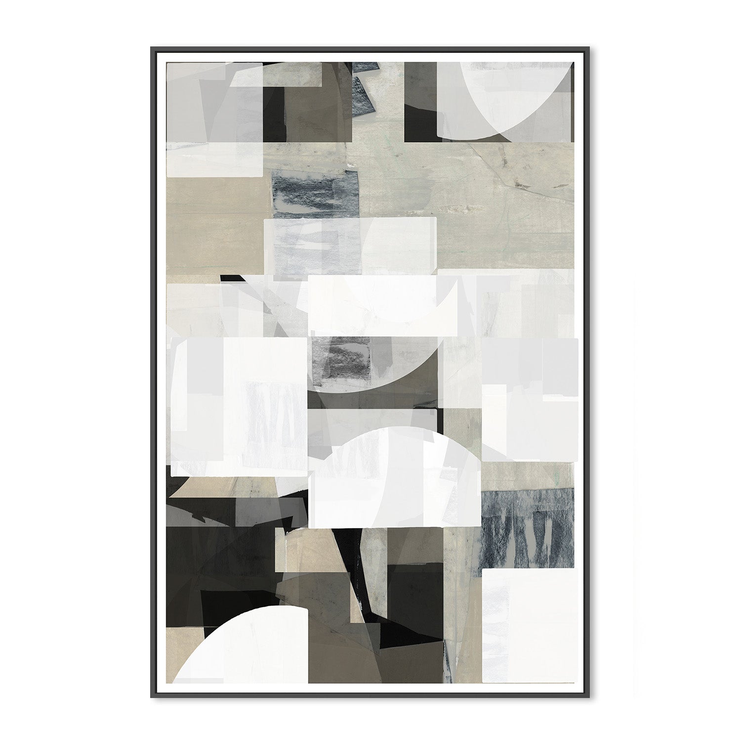 wall-art-print-canvas-poster-framed-Abstract Mocha Black White Composition, Style B-3