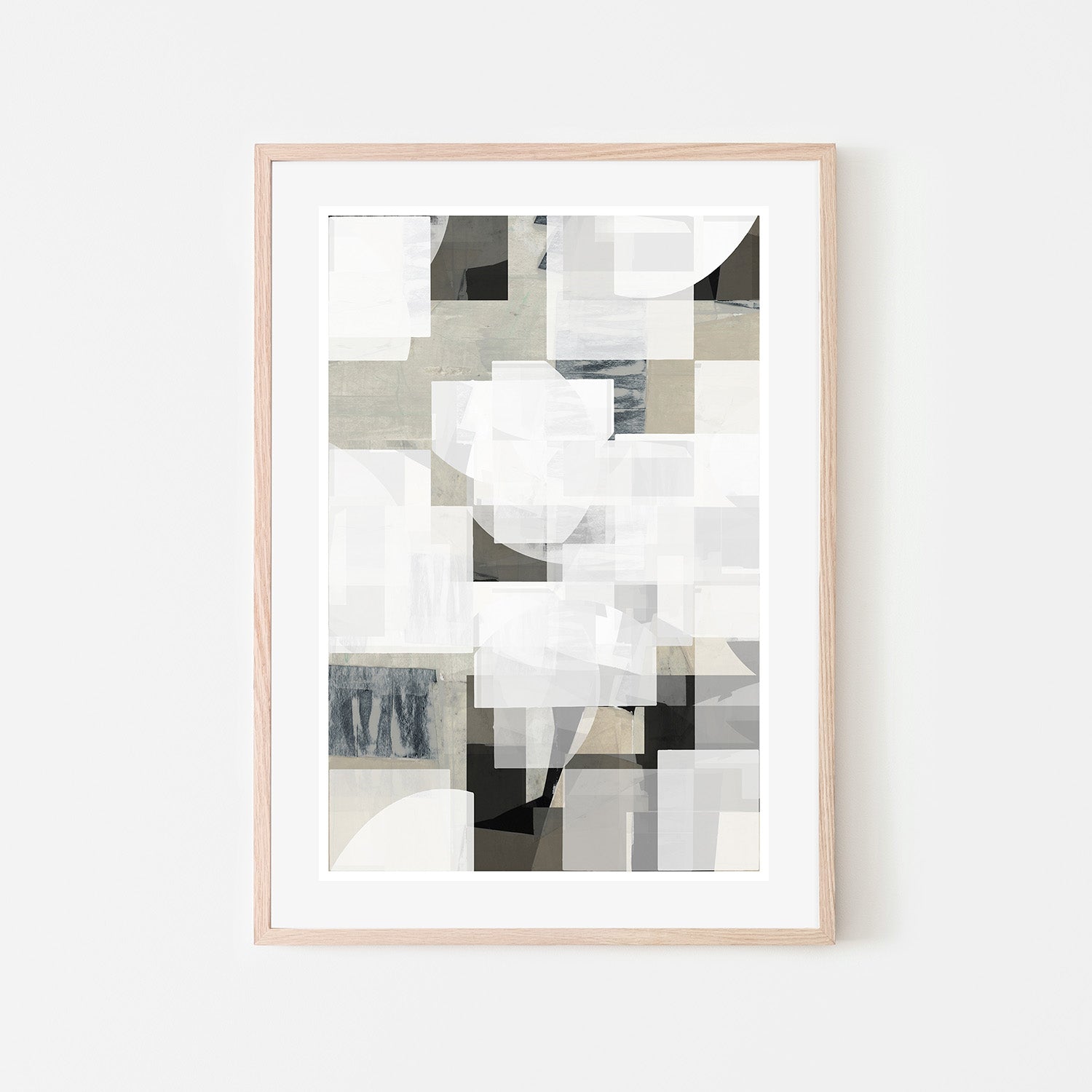 wall-art-print-canvas-poster-framed-Abstract Mocha Black White Composition, Style C-6