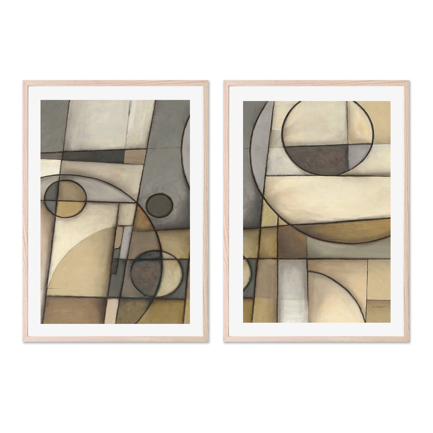 wall-art-print-canvas-poster-framed-Abstract Mythology, Style A & B, Set Of 2 , By Mike Schick-GIOIA-WALL-ART
