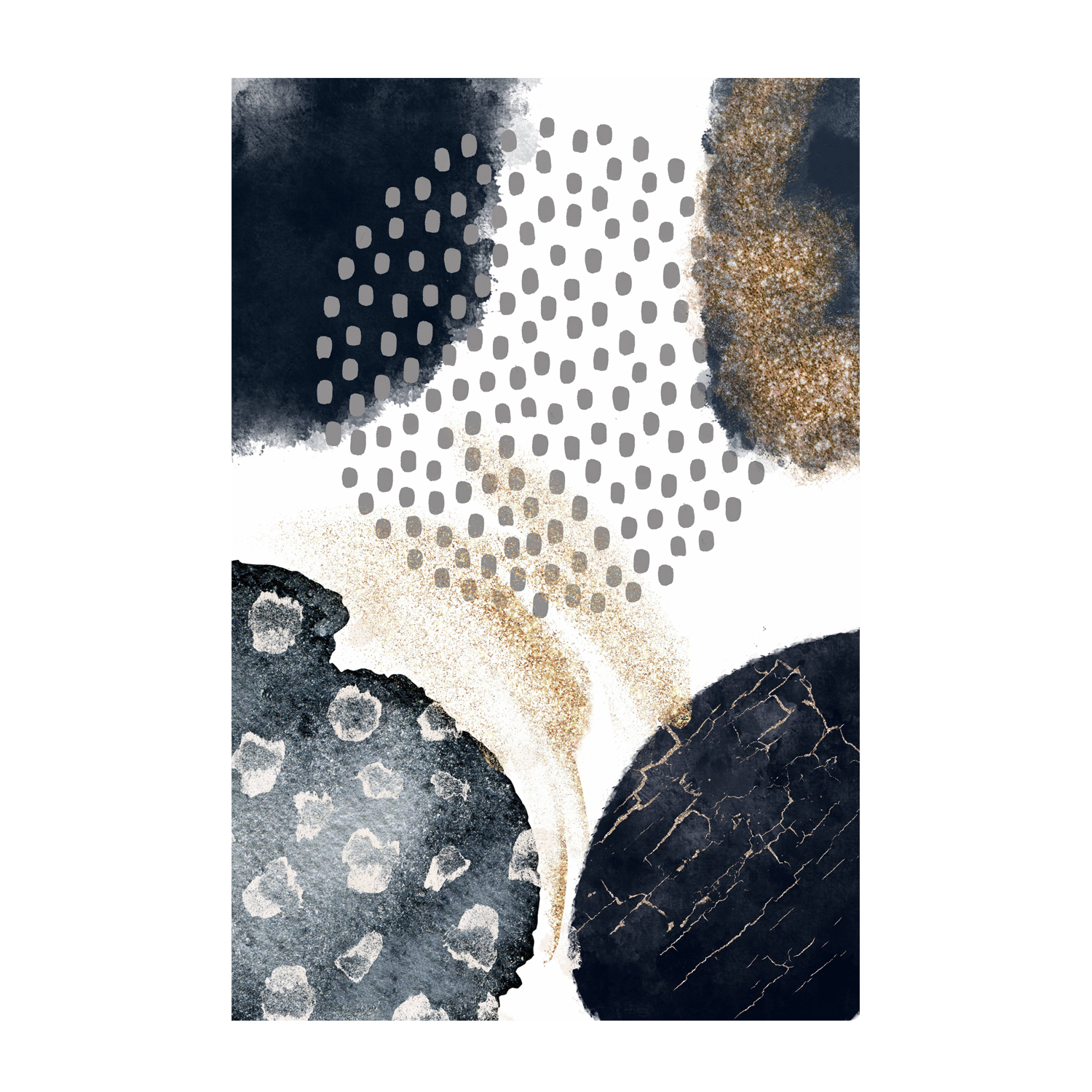 wall-art-print-canvas-poster-framed-Abstract Navy And Gold, Style A , By Sally Ann Moss-GIOIA-WALL-ART