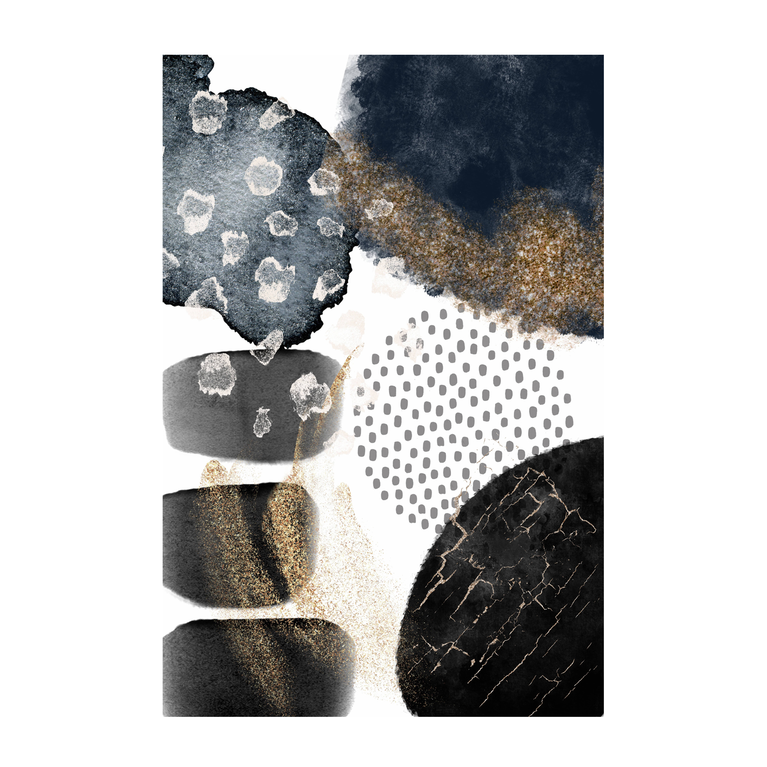 wall-art-print-canvas-poster-framed-Abstract Navy And Gold, Style B , By Sally Ann Moss-GIOIA-WALL-ART