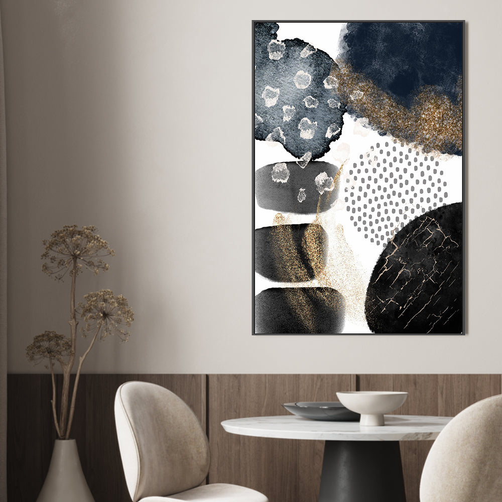 wall-art-print-canvas-poster-framed-Abstract Navy And Gold, Style B , By Sally Ann Moss-GIOIA-WALL-ART