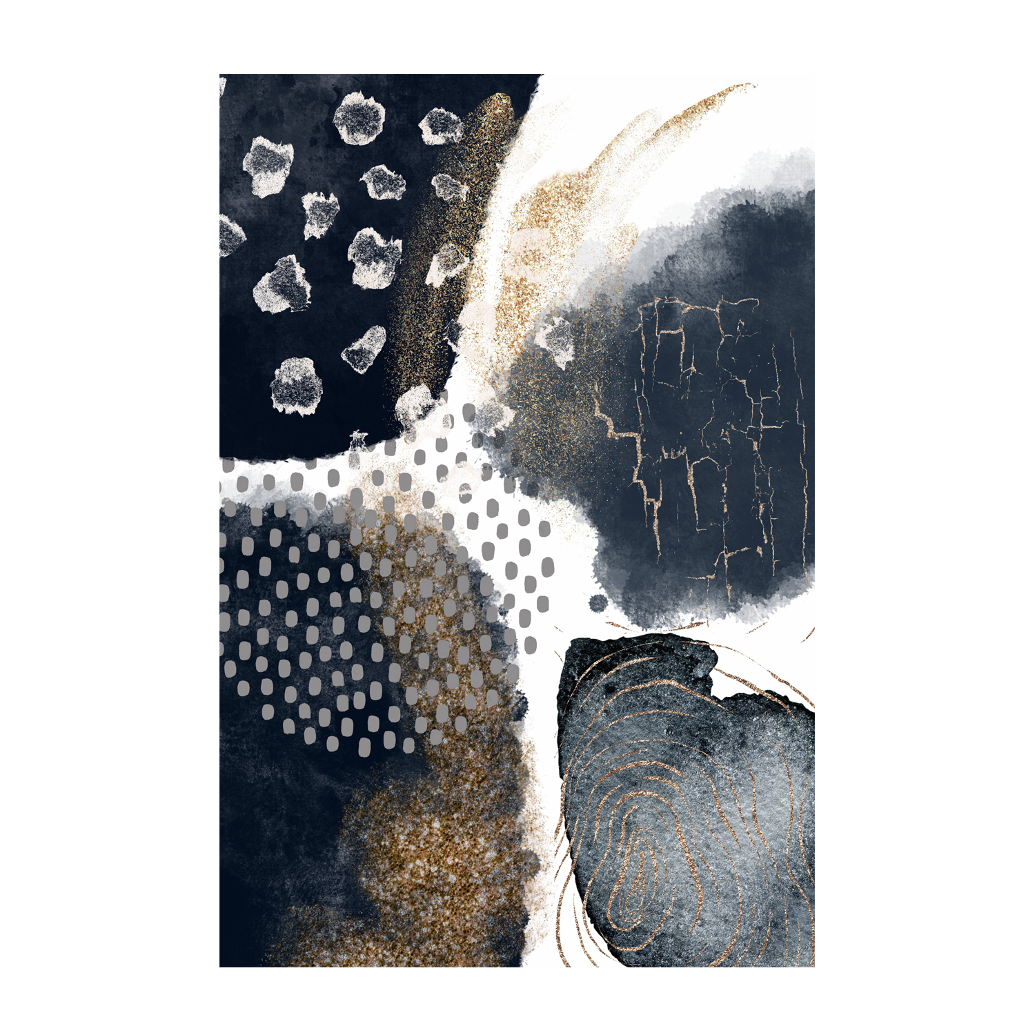 wall-art-print-canvas-poster-framed-Abstract Navy And Gold, Style C , By Sally Ann Moss-GIOIA-WALL-ART