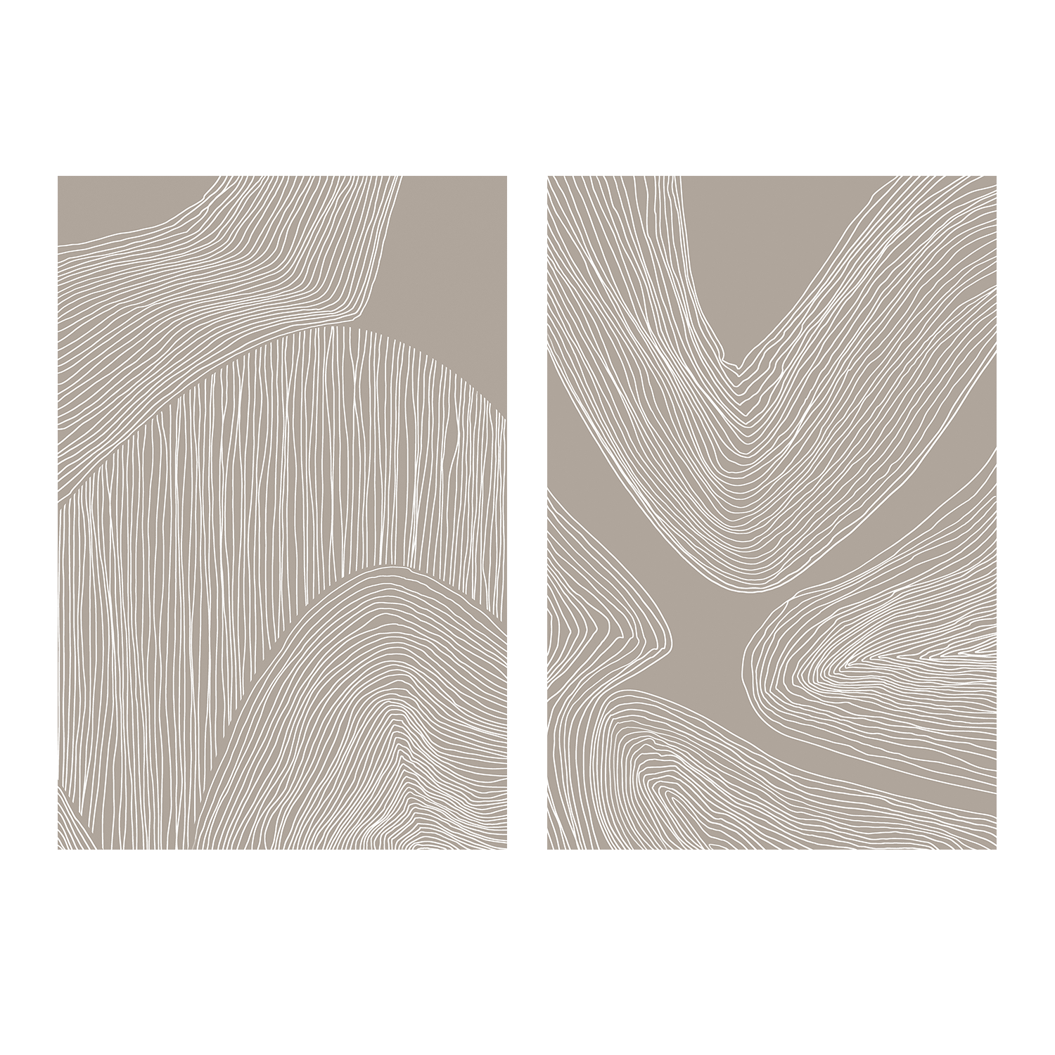 wall-art-print-canvas-poster-framed-Abstract Organic Lines & Flowing Contours Line Art, Set Of 2-1