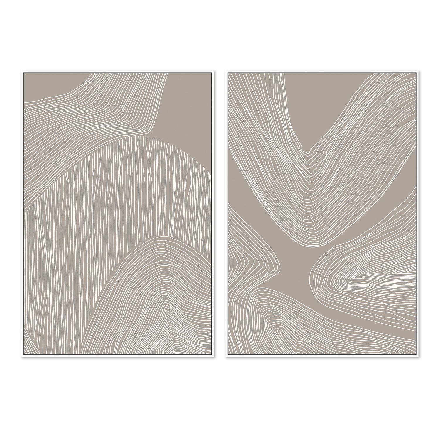 wall-art-print-canvas-poster-framed-Abstract Organic Lines & Flowing Contours Line Art, Set Of 2-4