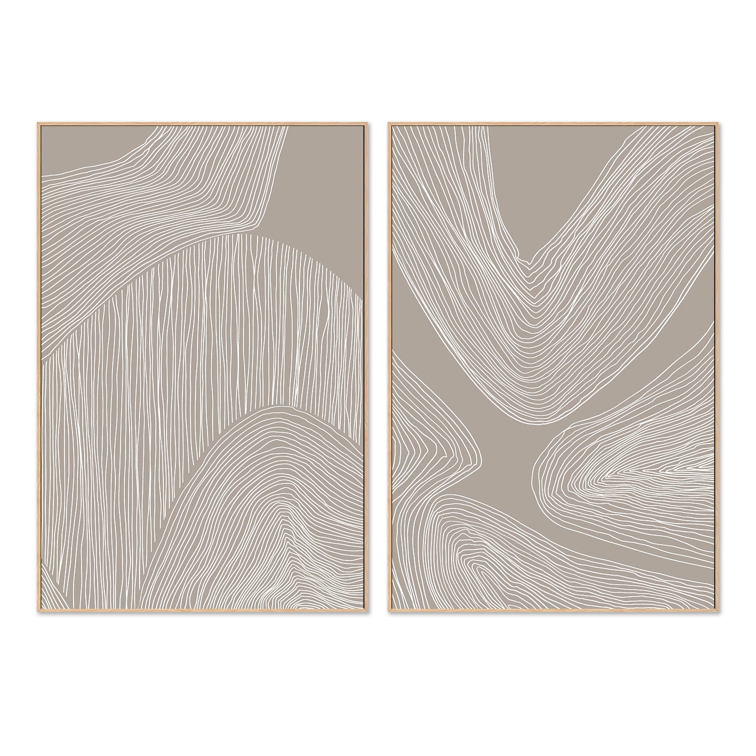 wall-art-print-canvas-poster-framed-Abstract Organic Lines & Flowing Contours Line Art, Set Of 2-5