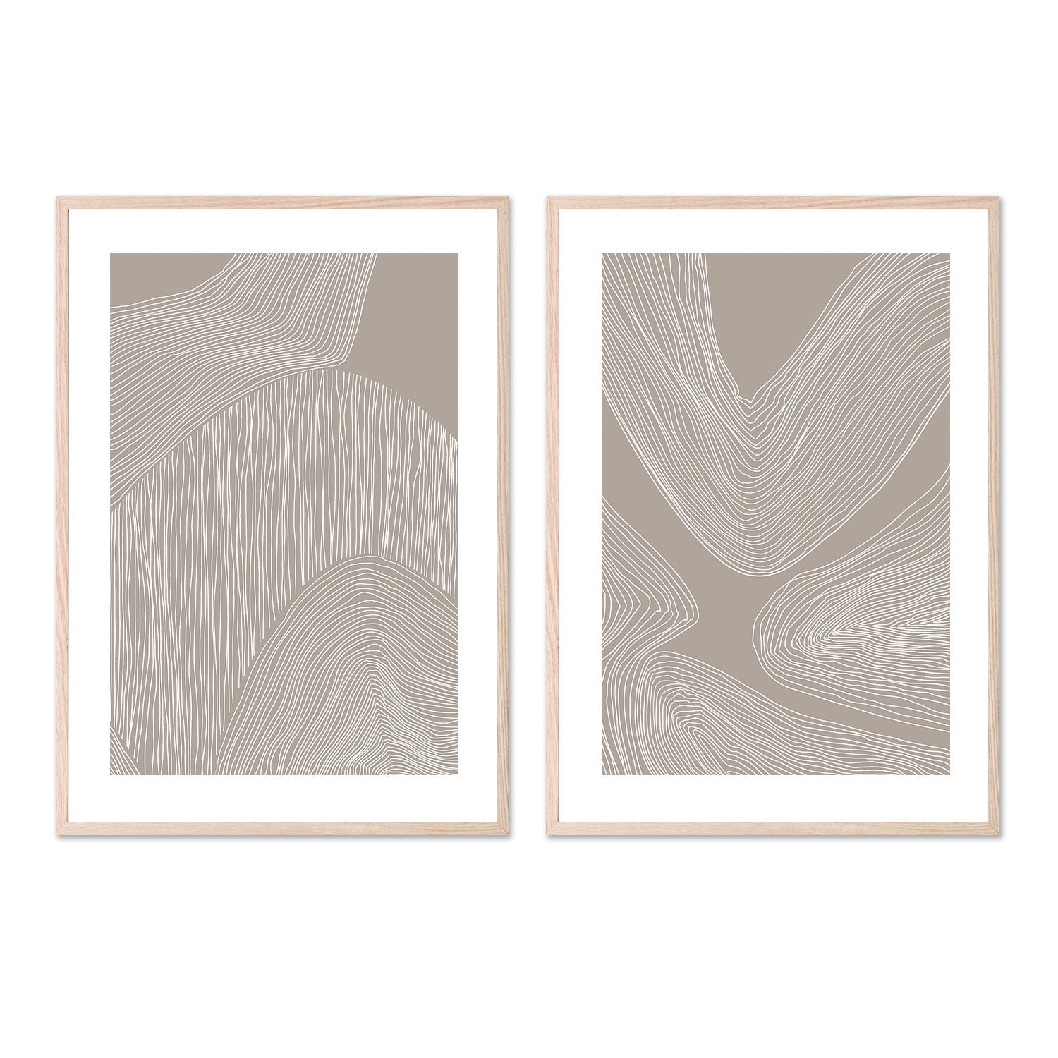 wall-art-print-canvas-poster-framed-Abstract Organic Lines & Flowing Contours Line Art, Set Of 2-6