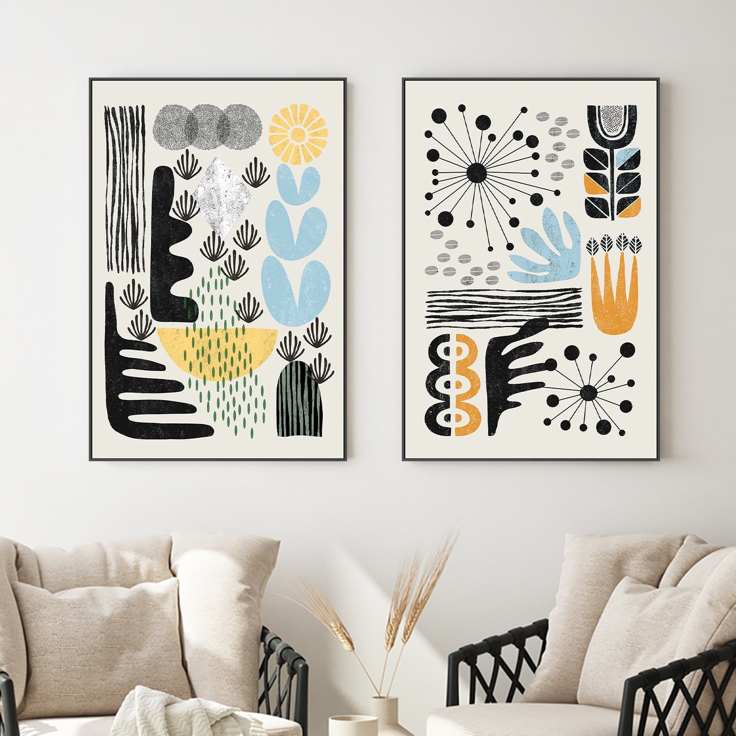 wall-art-print-canvas-poster-framed-Abstract Style A, Style B, Set Of 2-7