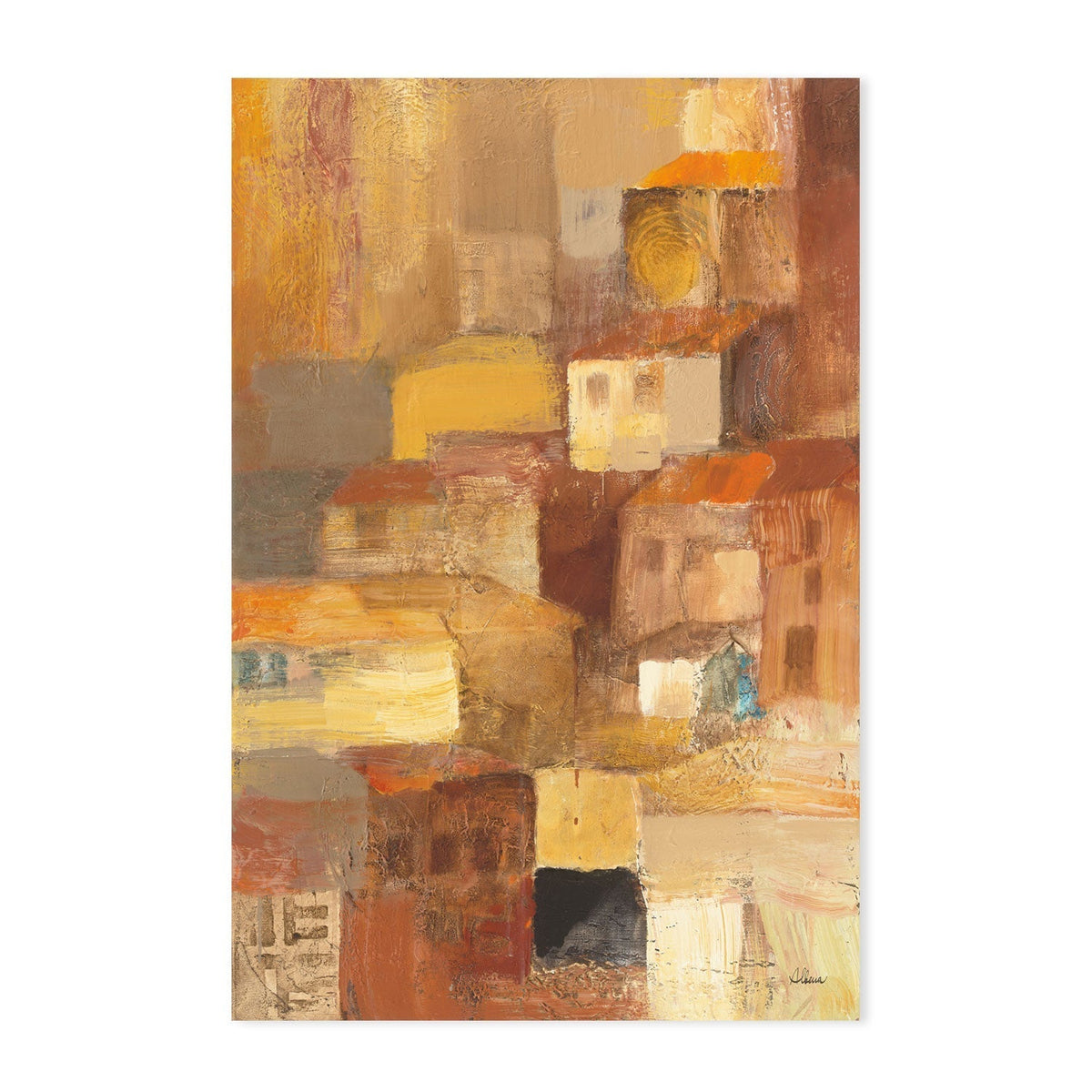 wall-art-print-canvas-poster-framed-Abstract Tuscan Village , By Albena Hristova-GIOIA-WALL-ART