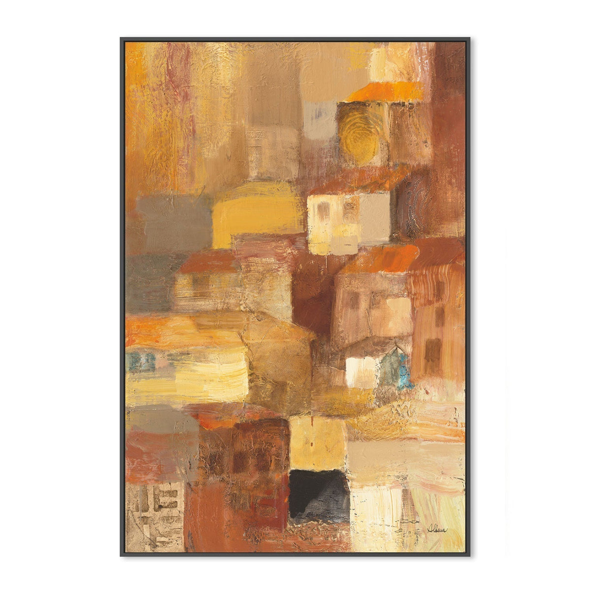 wall-art-print-canvas-poster-framed-Abstract Tuscan Village , By Albena Hristova-GIOIA-WALL-ART