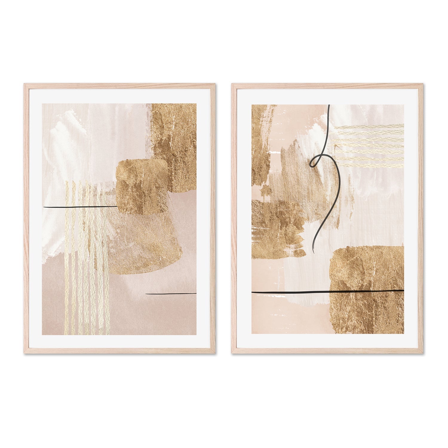wall-art-print-canvas-poster-framed-Aesthetic Gold, Style A & B, Set Of 2 , By Sally Ann Moss-GIOIA-WALL-ART