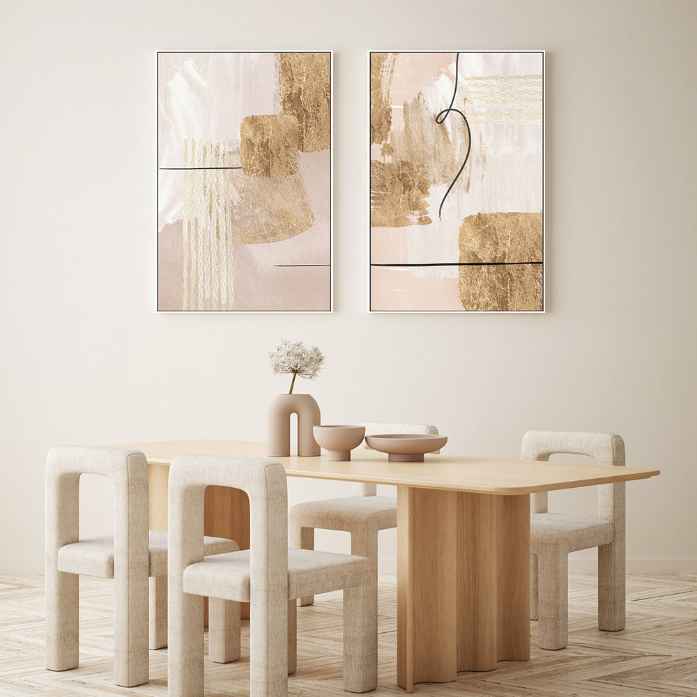 wall-art-print-canvas-poster-framed-Aesthetic Gold, Style A & B, Set Of 2 , By Sally Ann Moss-GIOIA-WALL-ART