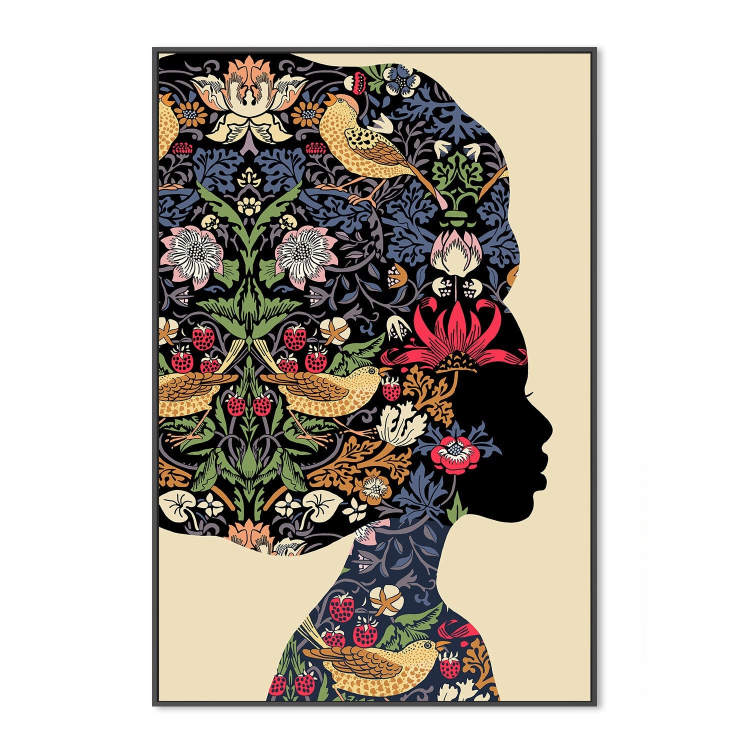 wall-art-print-canvas-poster-framed-Afro Woman, Style A-3