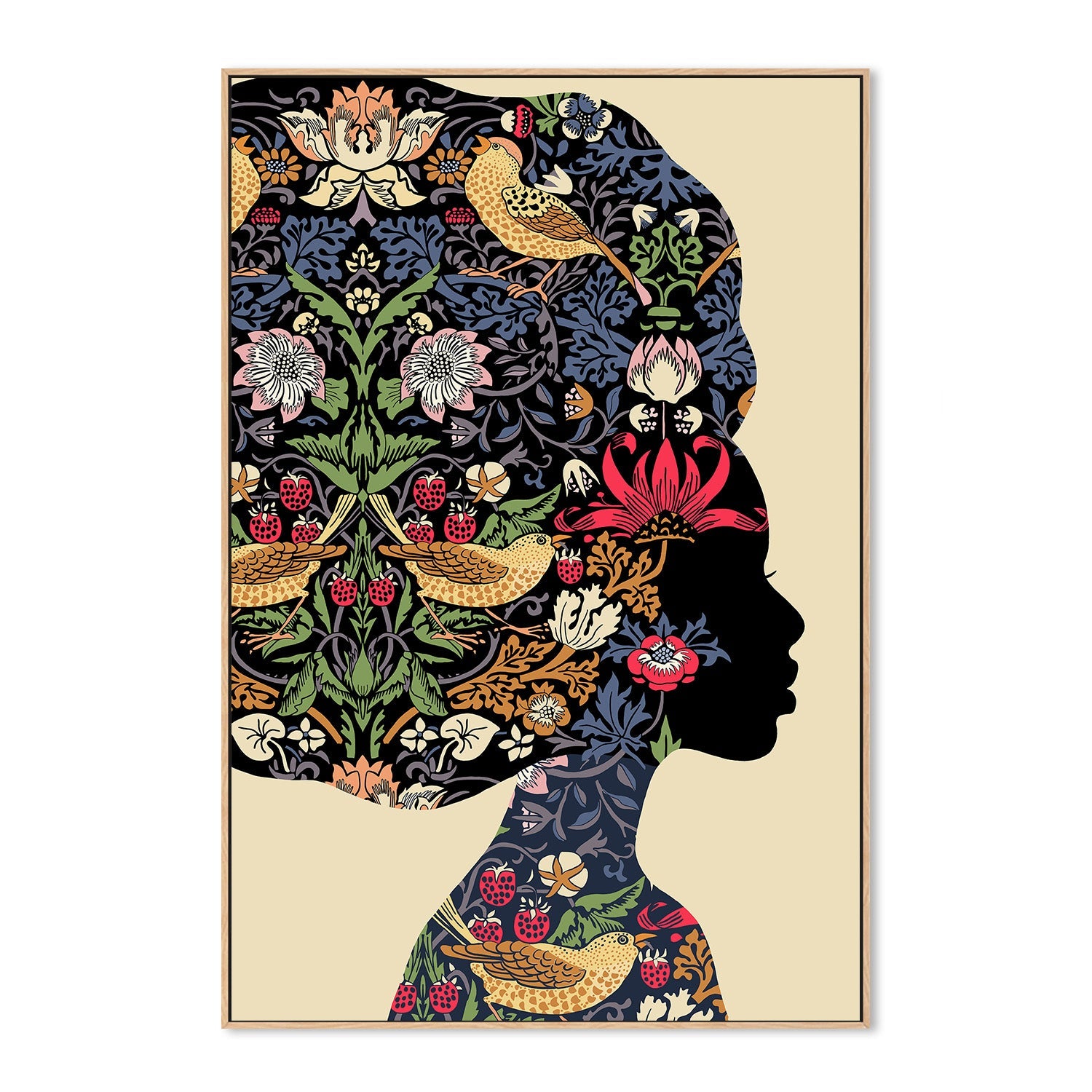 wall-art-print-canvas-poster-framed-Afro Woman, Style A-4