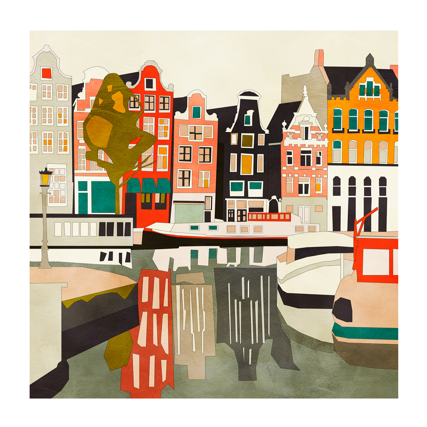 wall-art-print-canvas-poster-framed-Amsterdam Houses-1