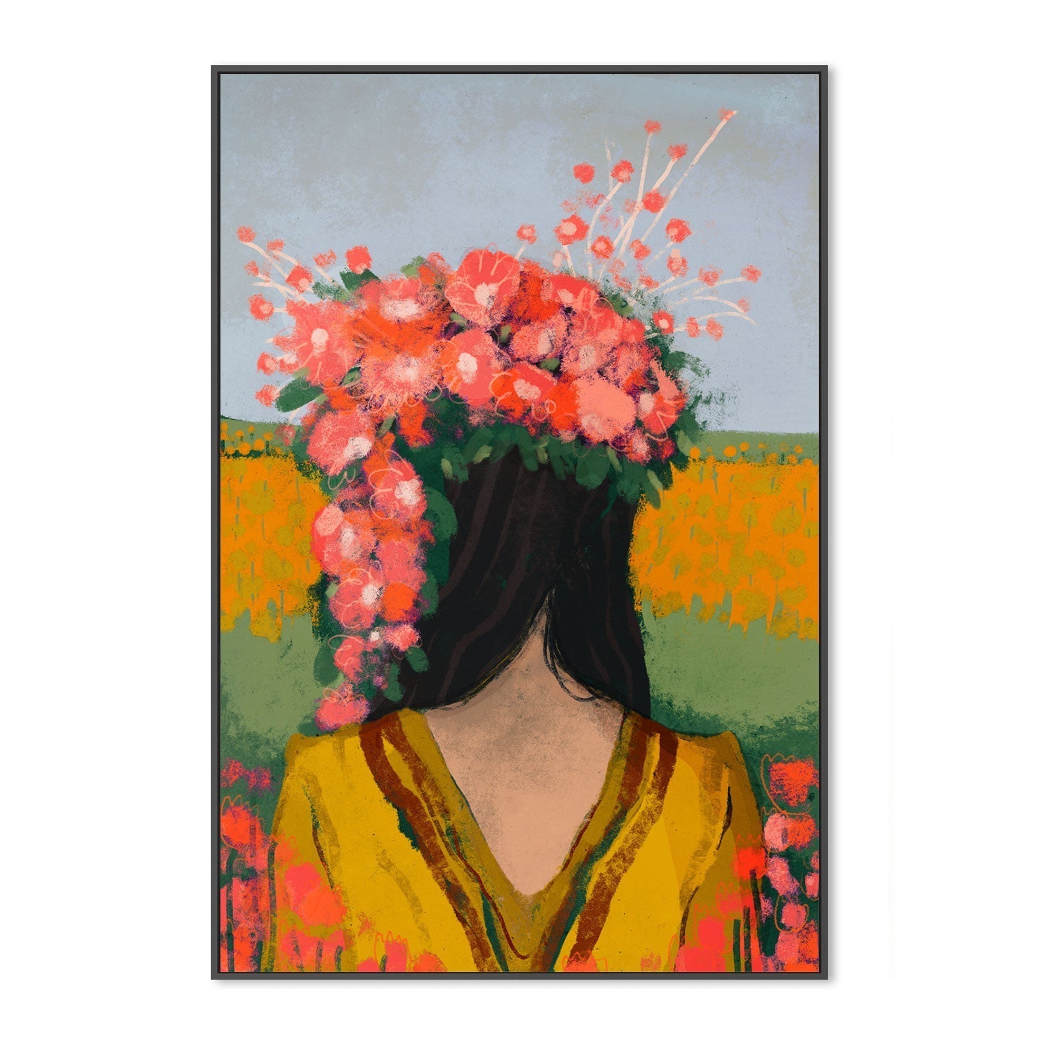 wall-art-print-canvas-poster-framed-Ancient Floral Goddess , By Treechild-GIOIA-WALL-ART