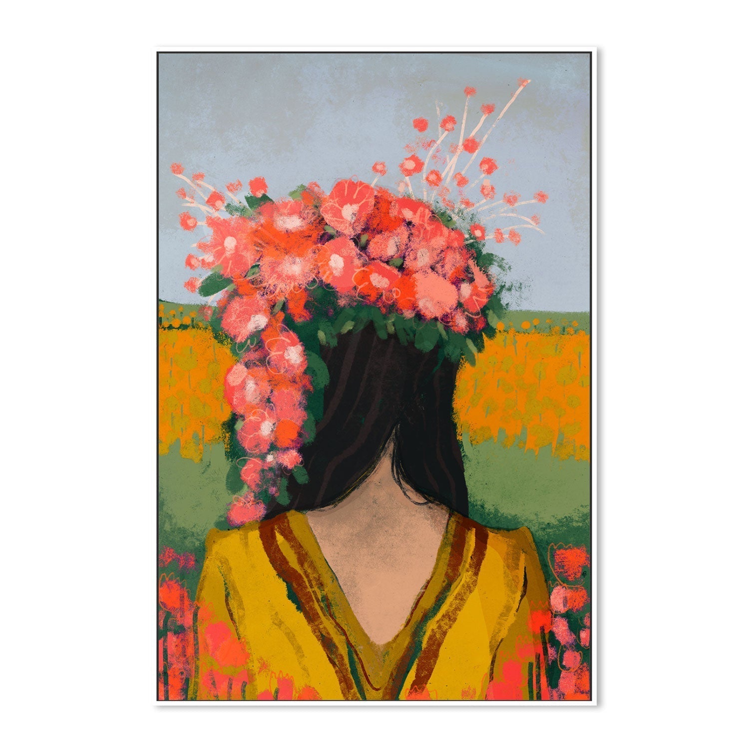 wall-art-print-canvas-poster-framed-Ancient Floral Goddess , By Treechild-GIOIA-WALL-ART