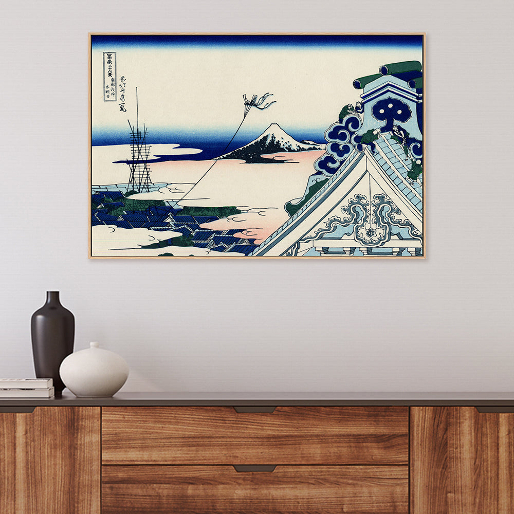 wall-art-print-canvas-poster-framed-Asakusa Honganji temple in the Eastern capital-by-Katsushika Hokusai-Gioia Wall Art