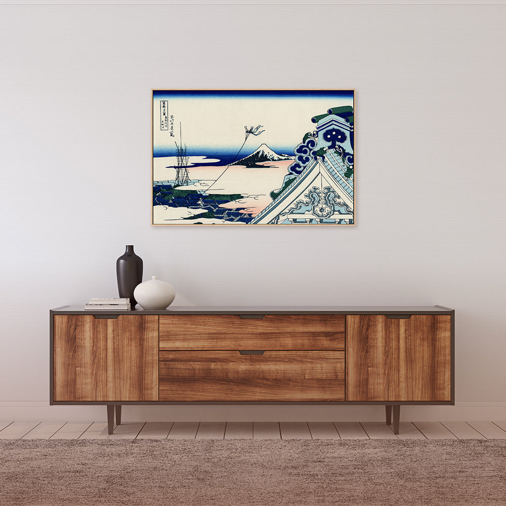wall-art-print-canvas-poster-framed-Asakusa Honganji temple in the Eastern capital-by-Katsushika Hokusai-Gioia Wall Art