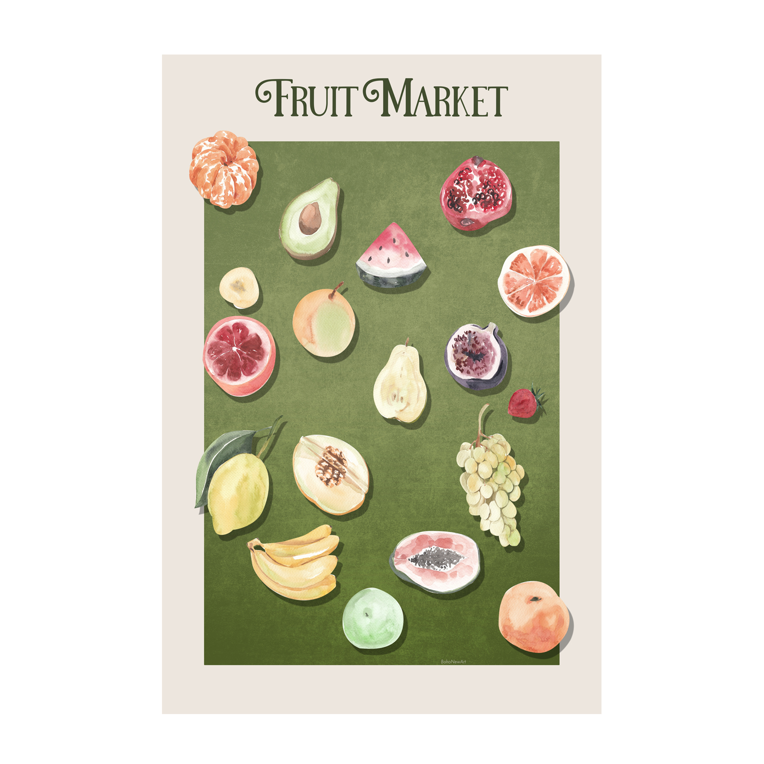 wall-art-print-canvas-poster-framed-Assorted Fruits At The Market , By Emel Tunaboylu-GIOIA-WALL-ART