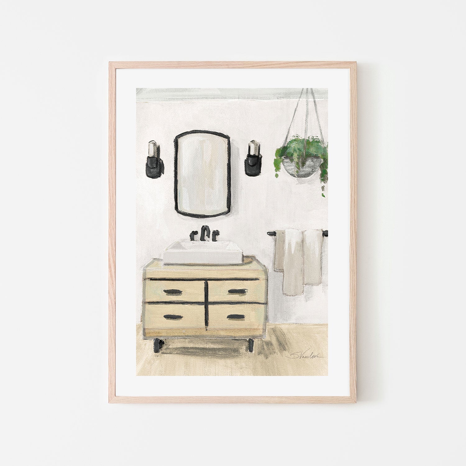 wall-art-print-canvas-poster-framed-Attic Bathroom, Style A-by-Silvia Vassileva-Gioia Wall Art