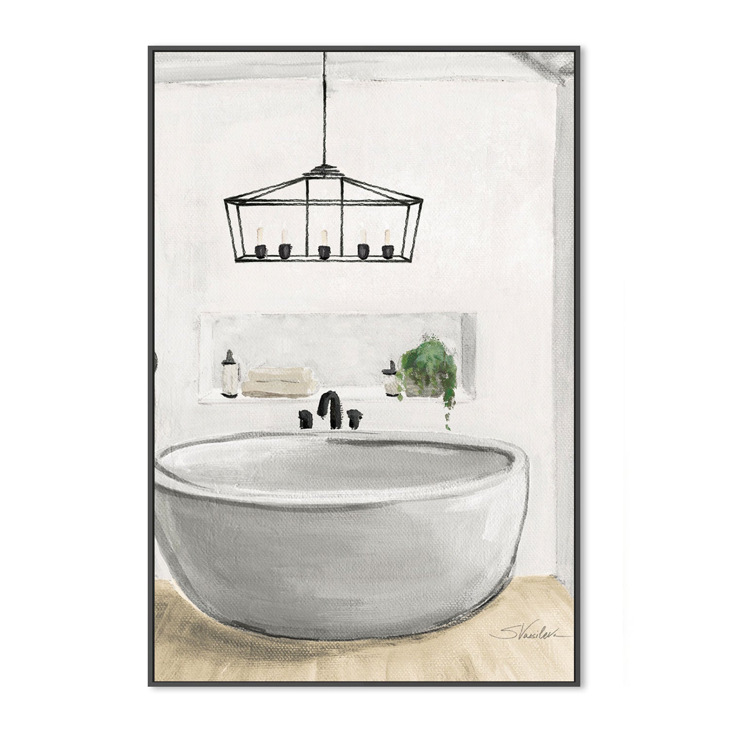 wall-art-print-canvas-poster-framed-Attic Bathroom, Style B-by-Silvia Vassileva-Gioia Wall Art