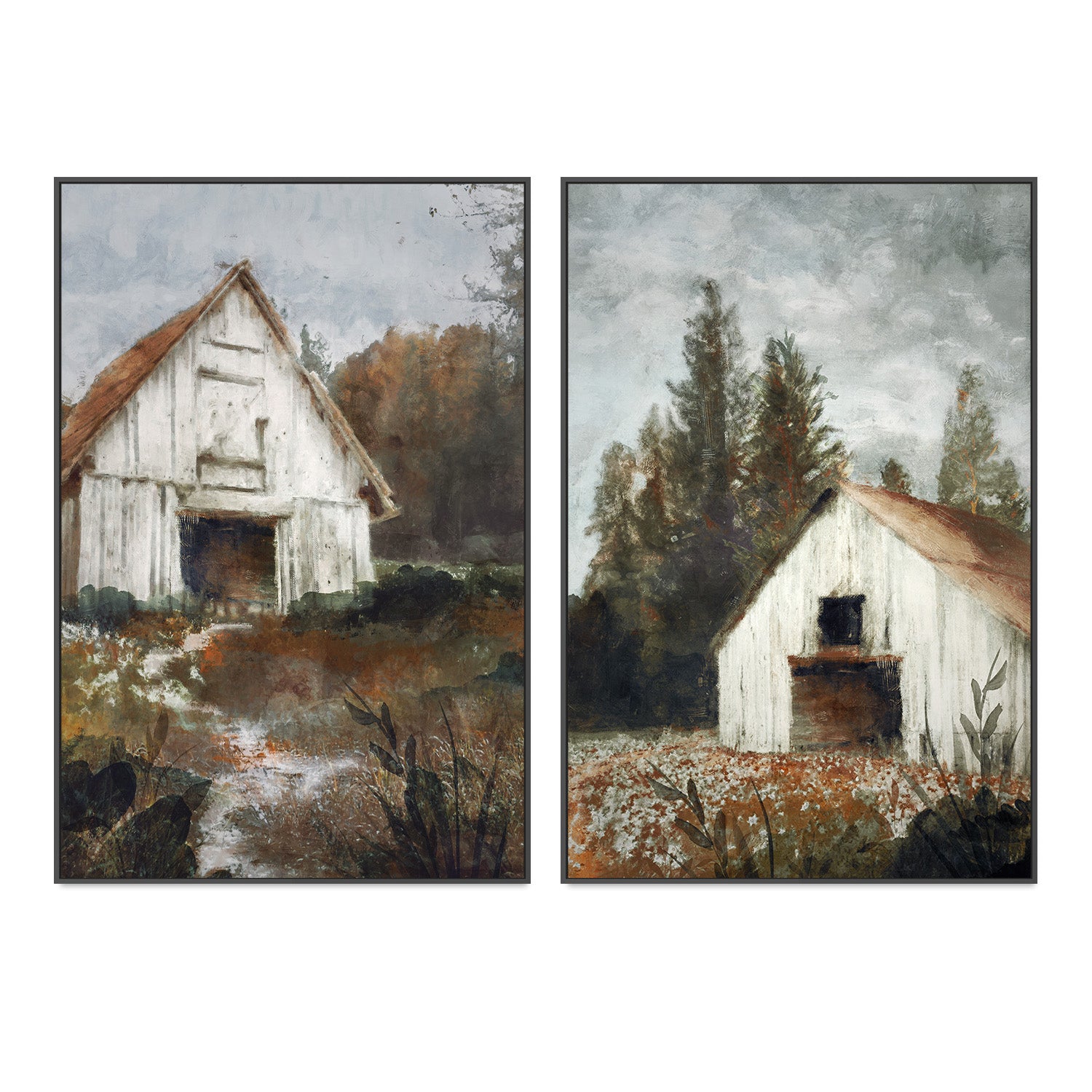 wall-art-print-canvas-poster-framed-Autumn Farmhouse, Style A & B, Set of 2 , By Nina Blue-3