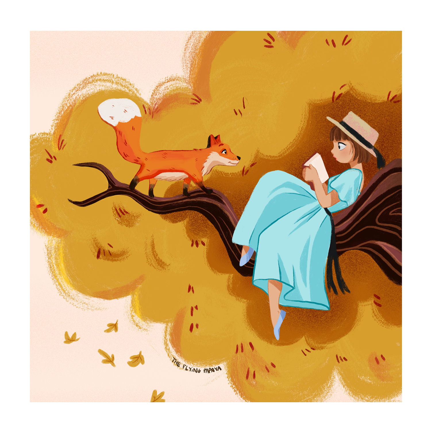 wall-art-print-canvas-poster-framed-Autumn Fox And Leaves , By The Flying Papaya-1