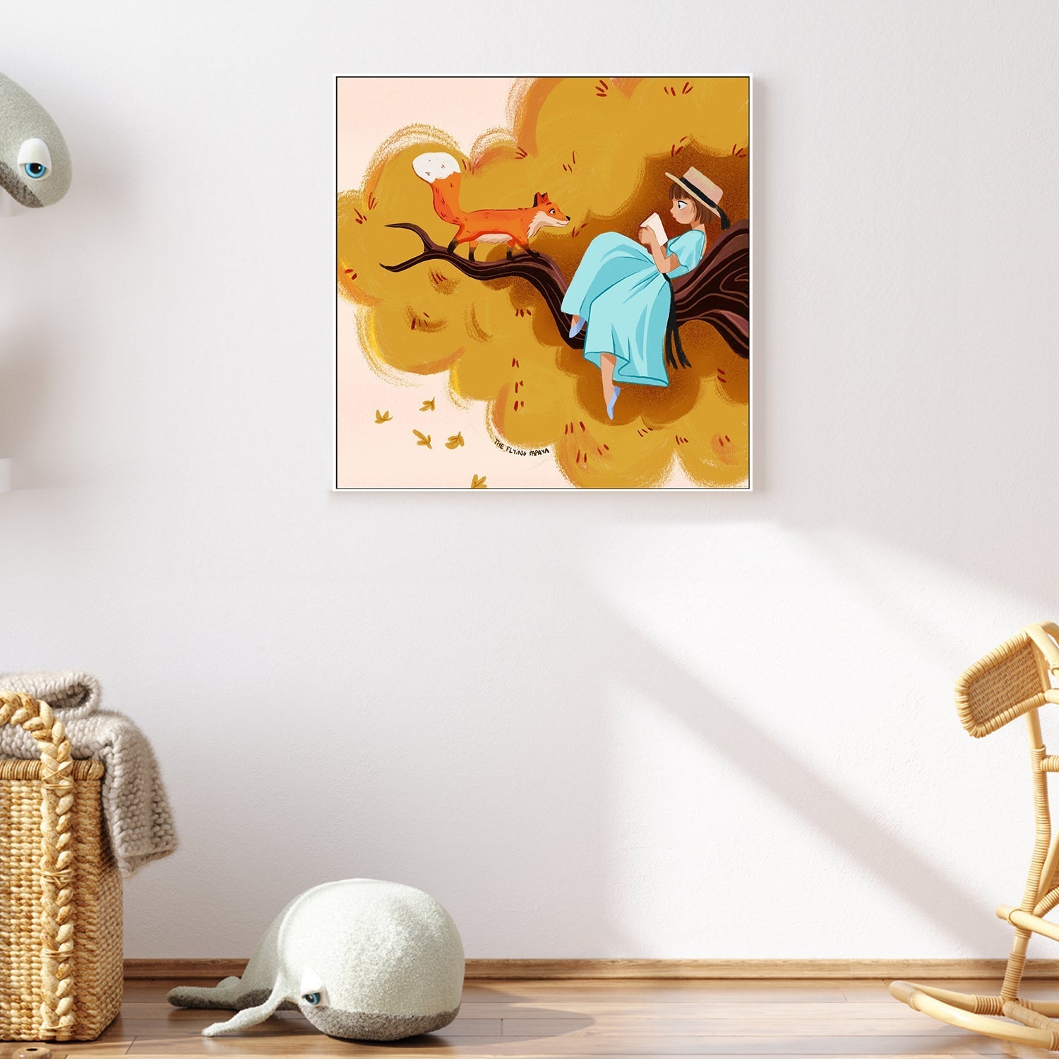 wall-art-print-canvas-poster-framed-Autumn Fox And Leaves , By The Flying Papaya-2