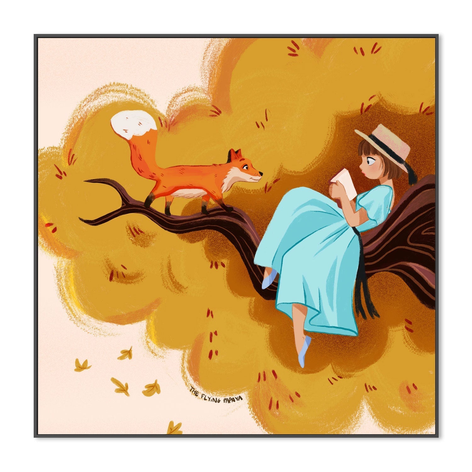 wall-art-print-canvas-poster-framed-Autumn Fox And Leaves , By The Flying Papaya-3