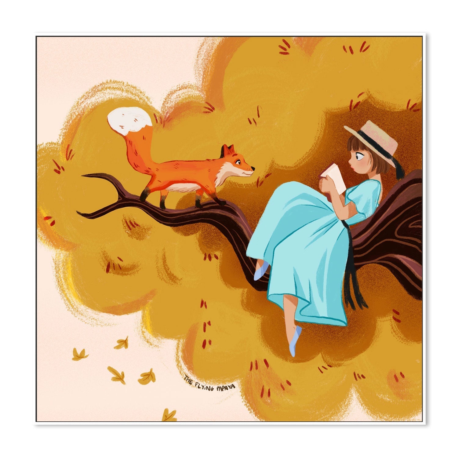 wall-art-print-canvas-poster-framed-Autumn Fox And Leaves , By The Flying Papaya-5