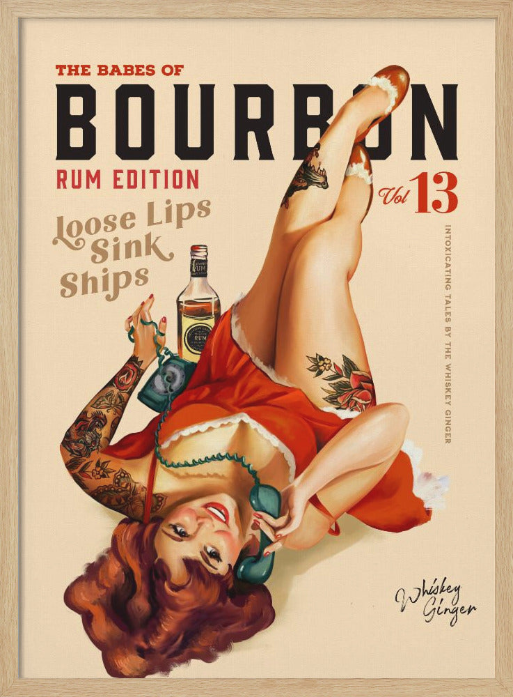 wall-art-print-canvas-poster-framed-Babes of Bourbon Vol 13 Rum Drinking Pinup Girl Art , By Brett Gramse-1
