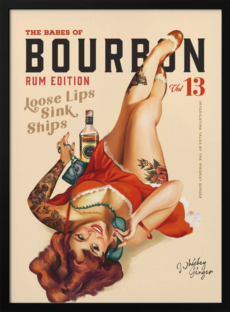 wall-art-print-canvas-poster-framed-Babes of Bourbon Vol 13 Rum Drinking Pinup Girl Art , By Brett Gramse-2
