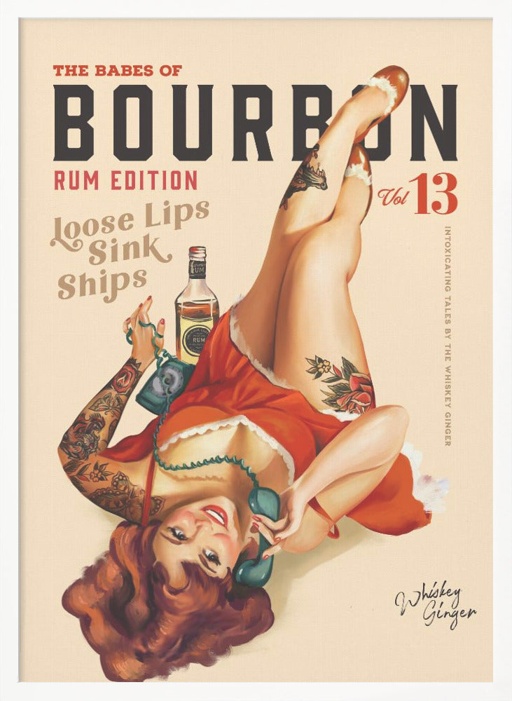 wall-art-print-canvas-poster-framed-Babes of Bourbon Vol 13 Rum Drinking Pinup Girl Art , By Brett Gramse-3