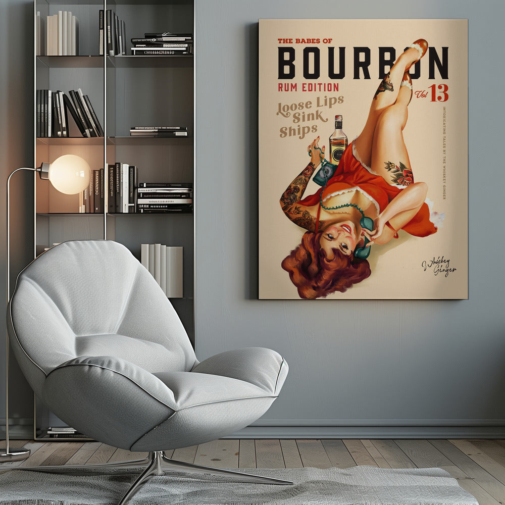 wall-art-print-canvas-poster-framed-Babes of Bourbon Vol 13 Rum Drinking Pinup Girl Art , By Brett Gramse-9