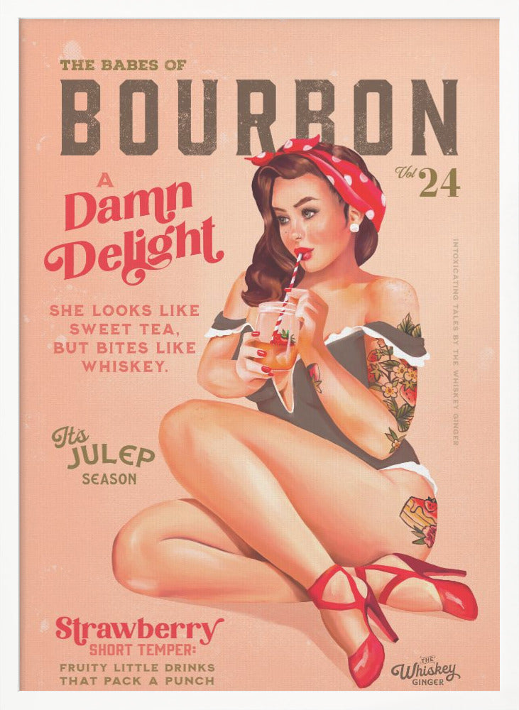wall-art-print-canvas-poster-framed-Babes of Bourbon Vol 22 Vintage Pinup Girl Drinking A Cocktail , By Brett Gramse-3