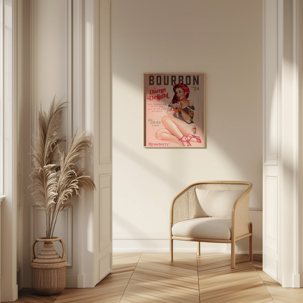 wall-art-print-canvas-poster-framed-Babes of Bourbon Vol 22 Vintage Pinup Girl Drinking A Cocktail , By Brett Gramse-7