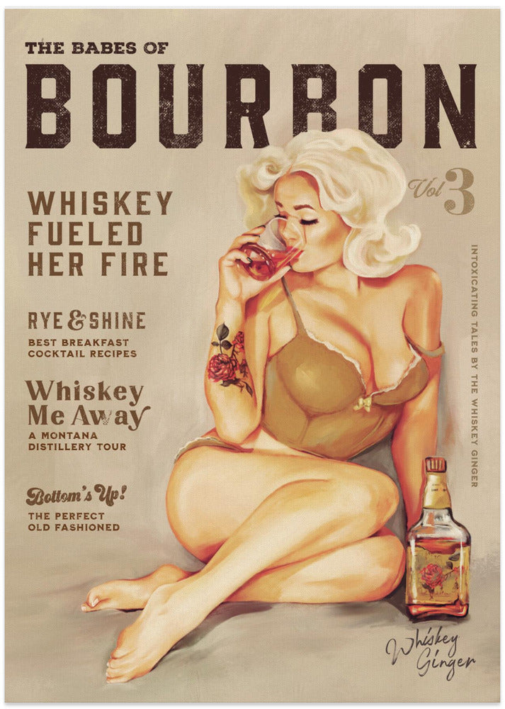 wall-art-print-canvas-poster-framed-Babes of Bourbon Vol 3 Sexy Vintage Pin Up Girl Drinking Whiskey , By Brett Gramse-4