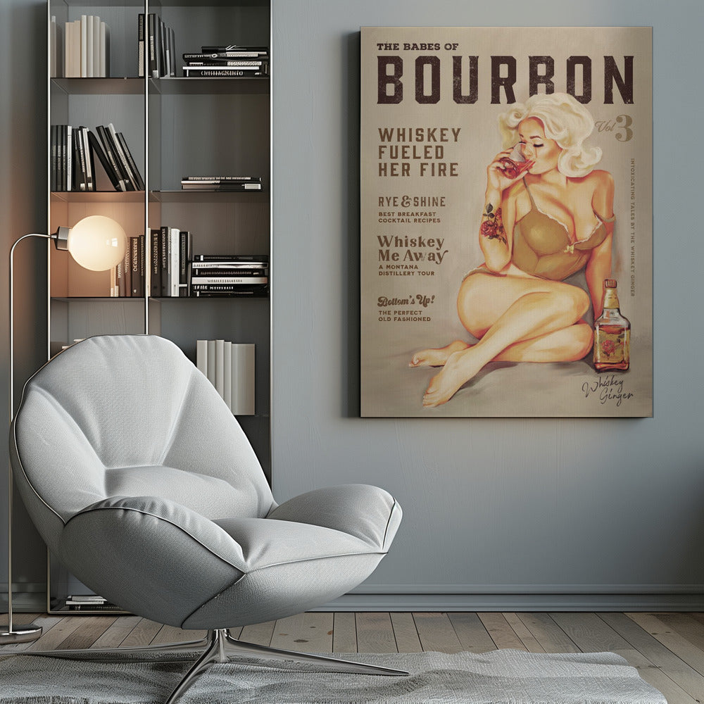 wall-art-print-canvas-poster-framed-Babes of Bourbon Vol 3 Sexy Vintage Pin Up Girl Drinking Whiskey , By Brett Gramse-9
