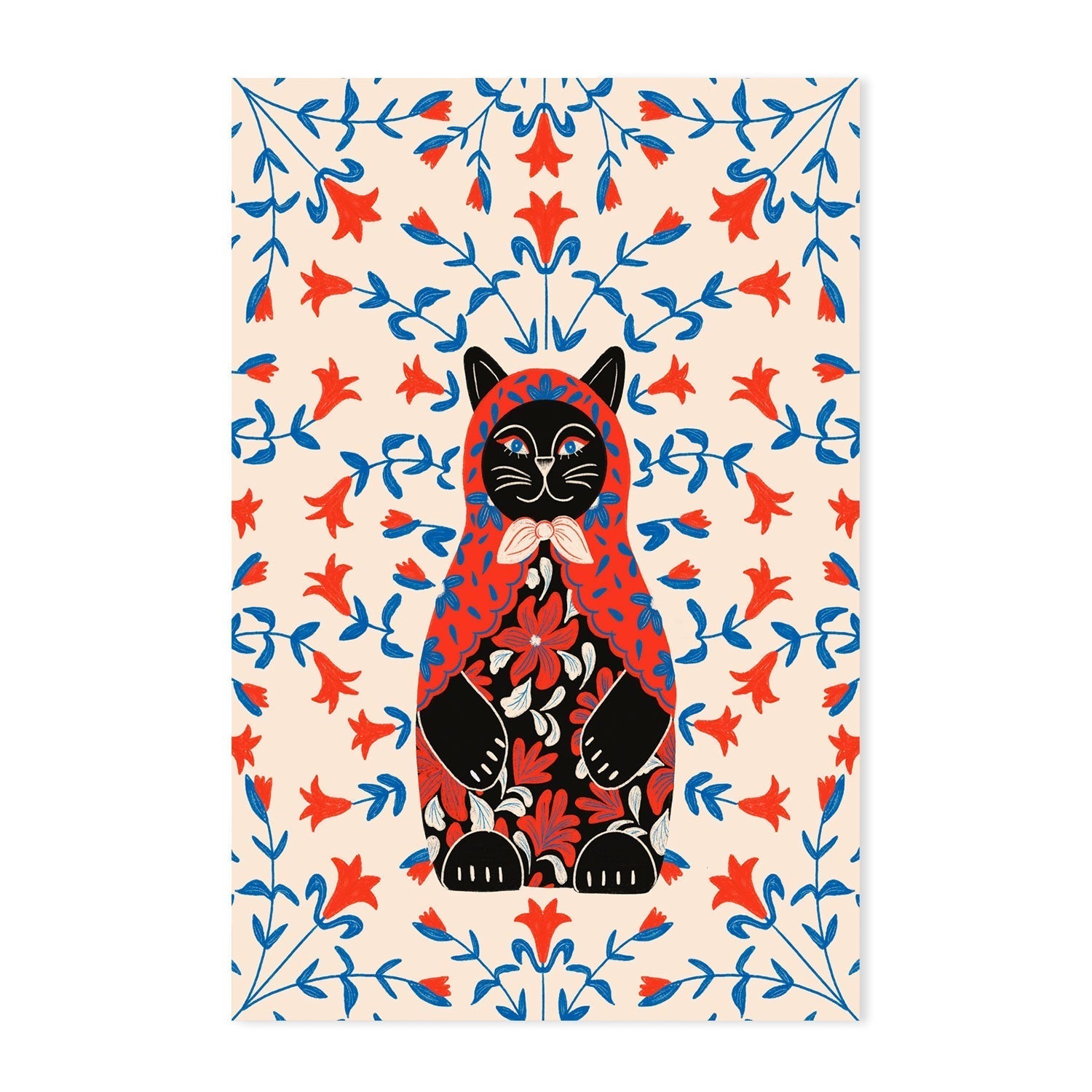 wall-art-print-canvas-poster-framed-Babushka Kitty-GIOIA-WALL-ART