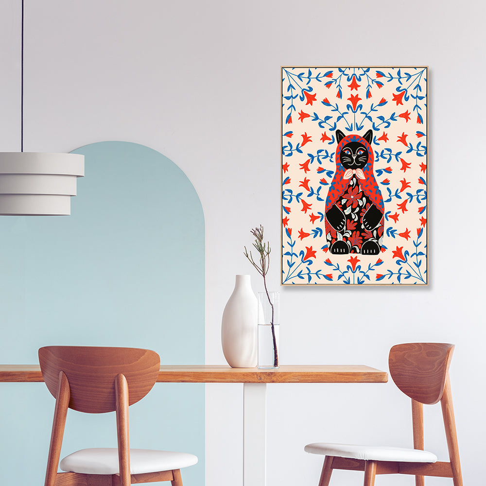 wall-art-print-canvas-poster-framed-Babushka Kitty-GIOIA-WALL-ART