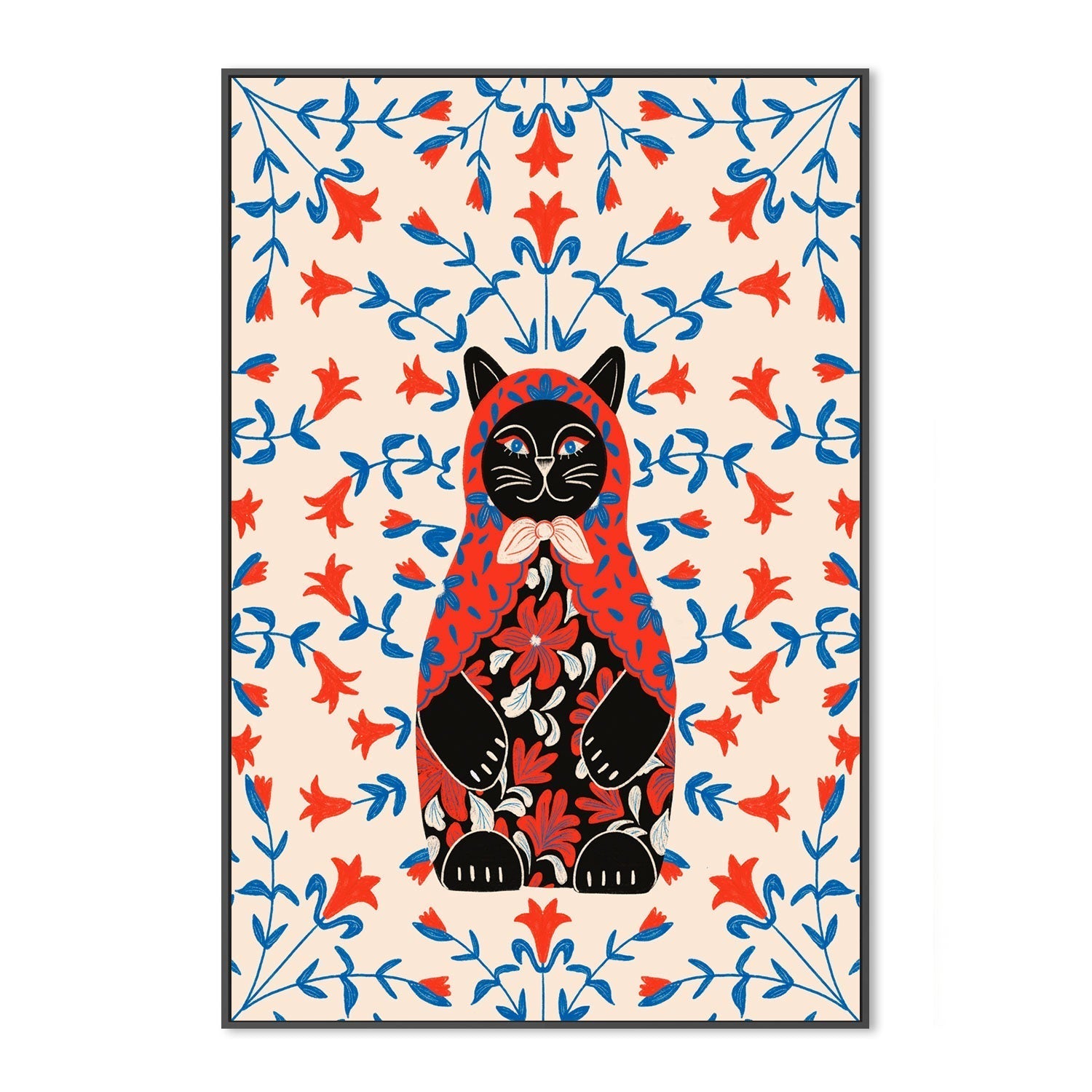 wall-art-print-canvas-poster-framed-Babushka Kitty-GIOIA-WALL-ART