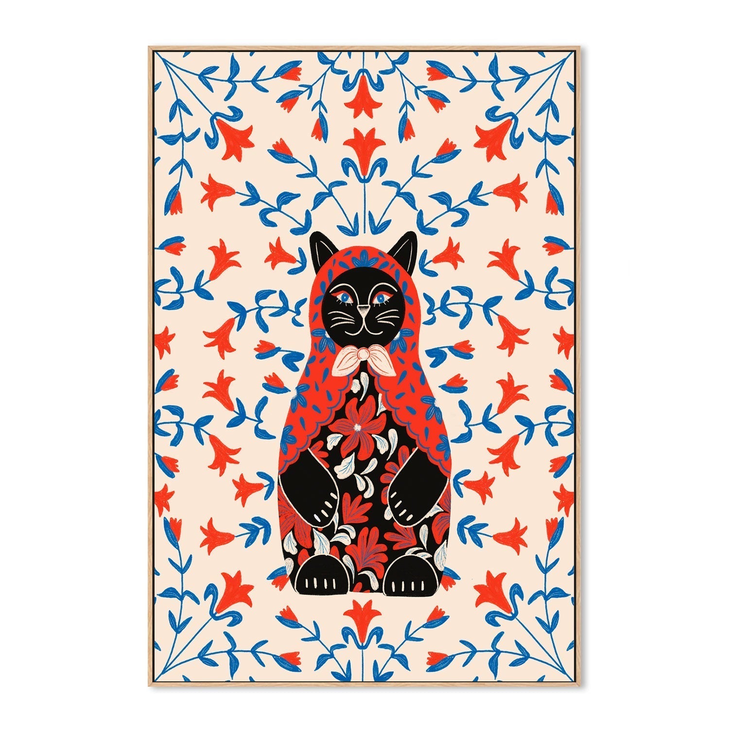 wall-art-print-canvas-poster-framed-Babushka Kitty-GIOIA-WALL-ART