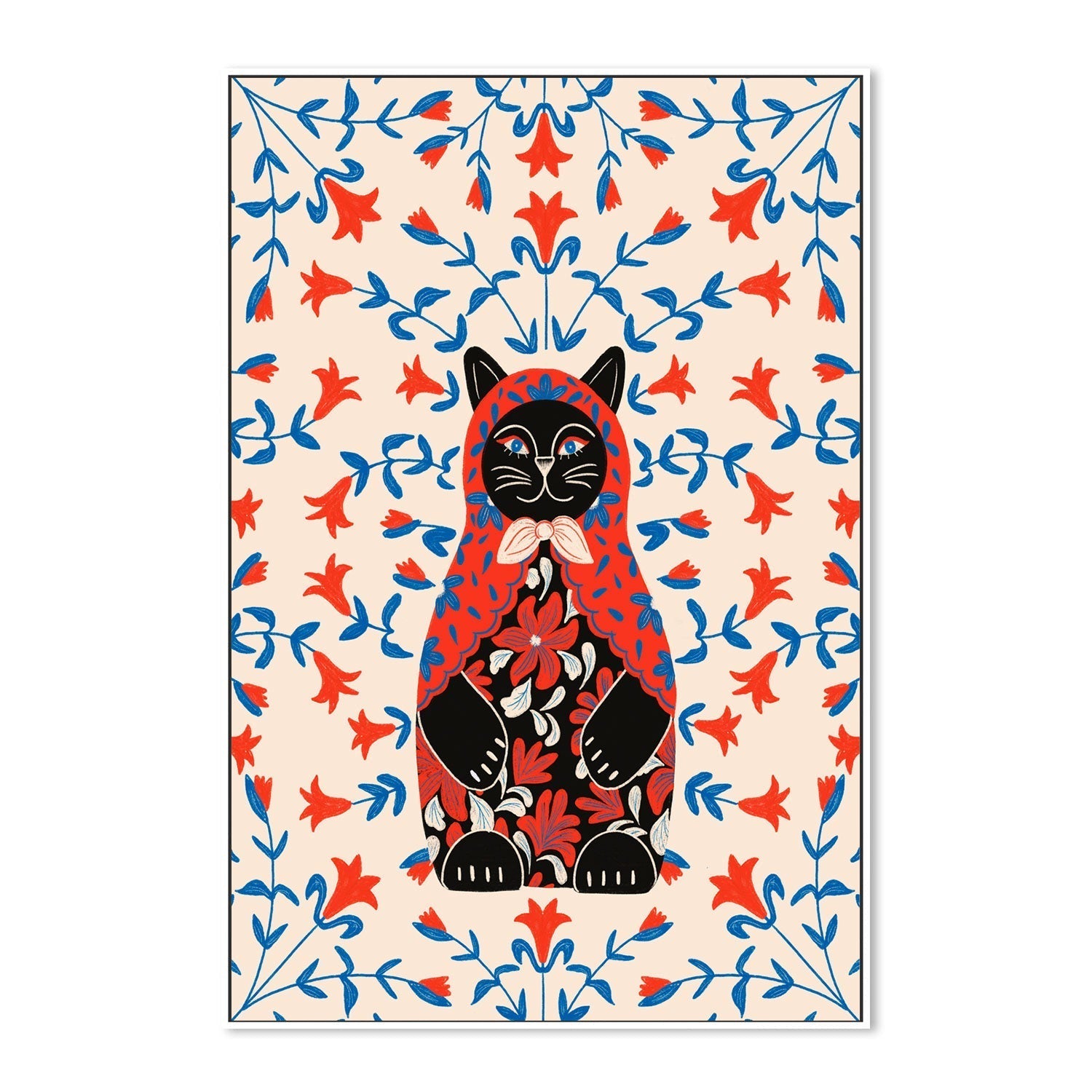 wall-art-print-canvas-poster-framed-Babushka Kitty-GIOIA-WALL-ART
