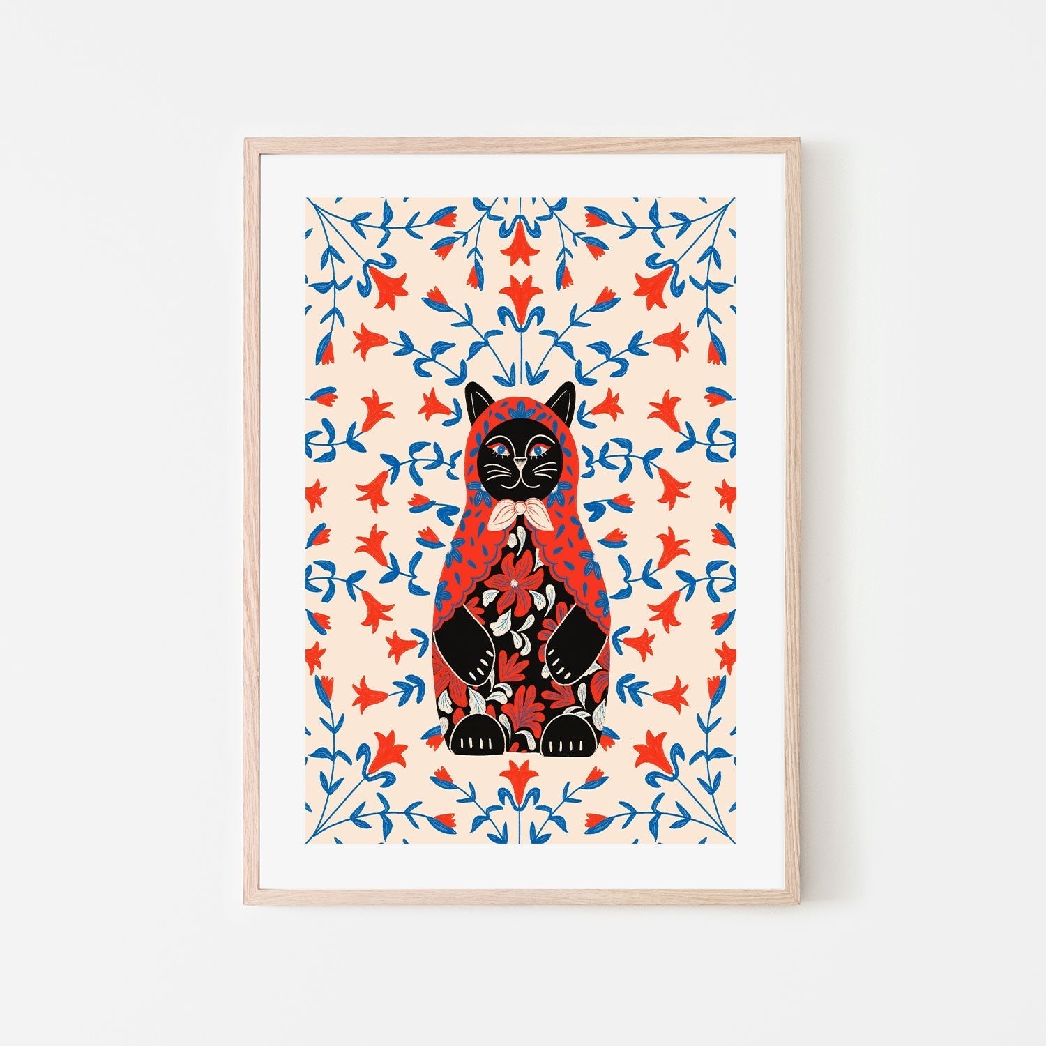 wall-art-print-canvas-poster-framed-Babushka Kitty-GIOIA-WALL-ART