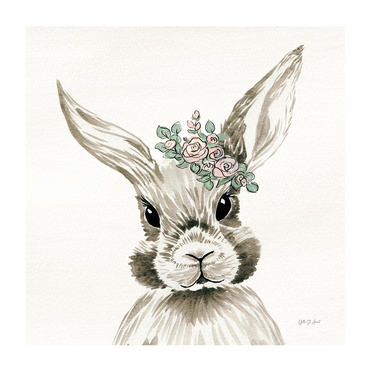wall-art-print-canvas-poster-framed-Baby Bunny with Crown , By Yvette St. Amant-1