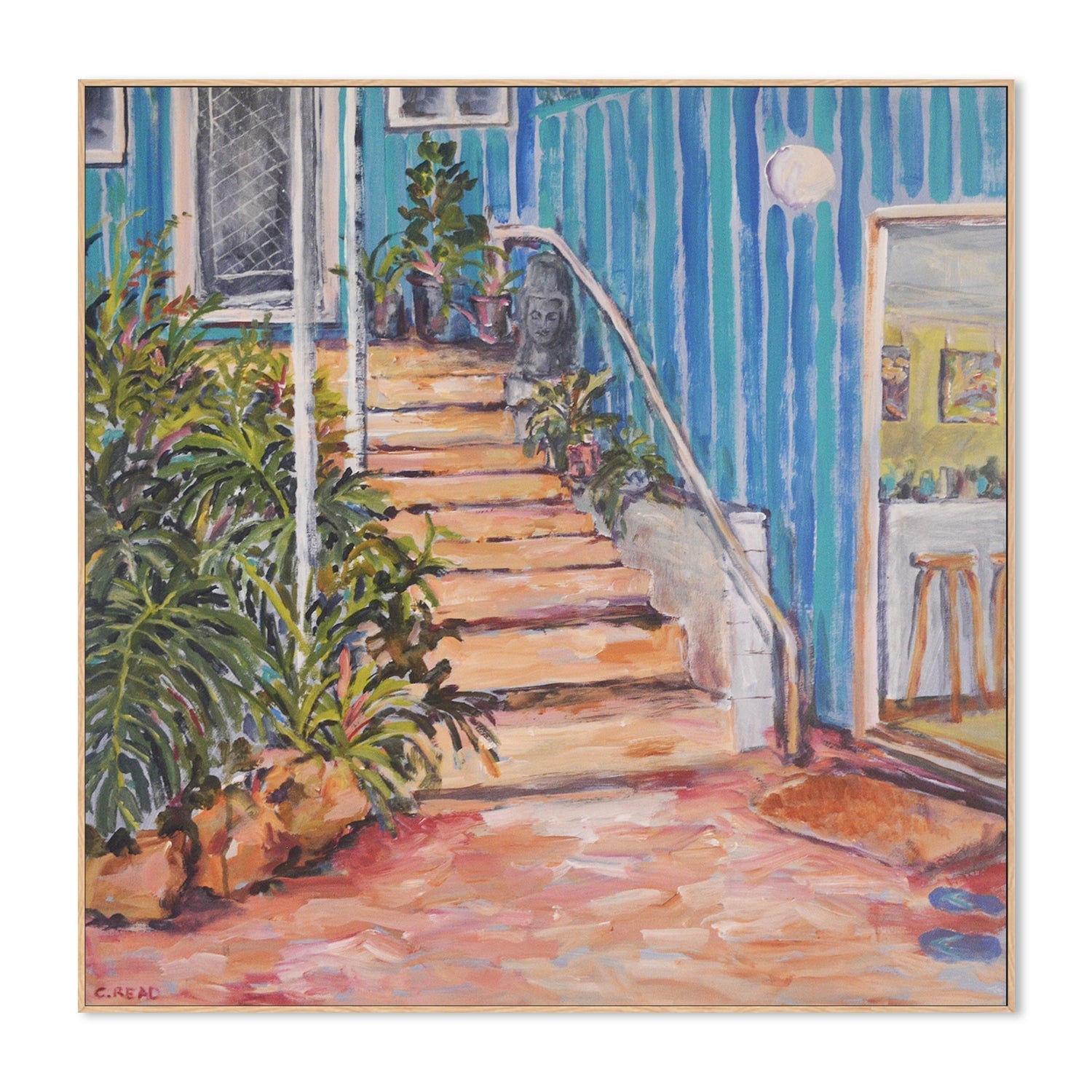 wall-art-print-canvas-poster-framed-Back Steps With Blue Thongs , By Christine Read-4