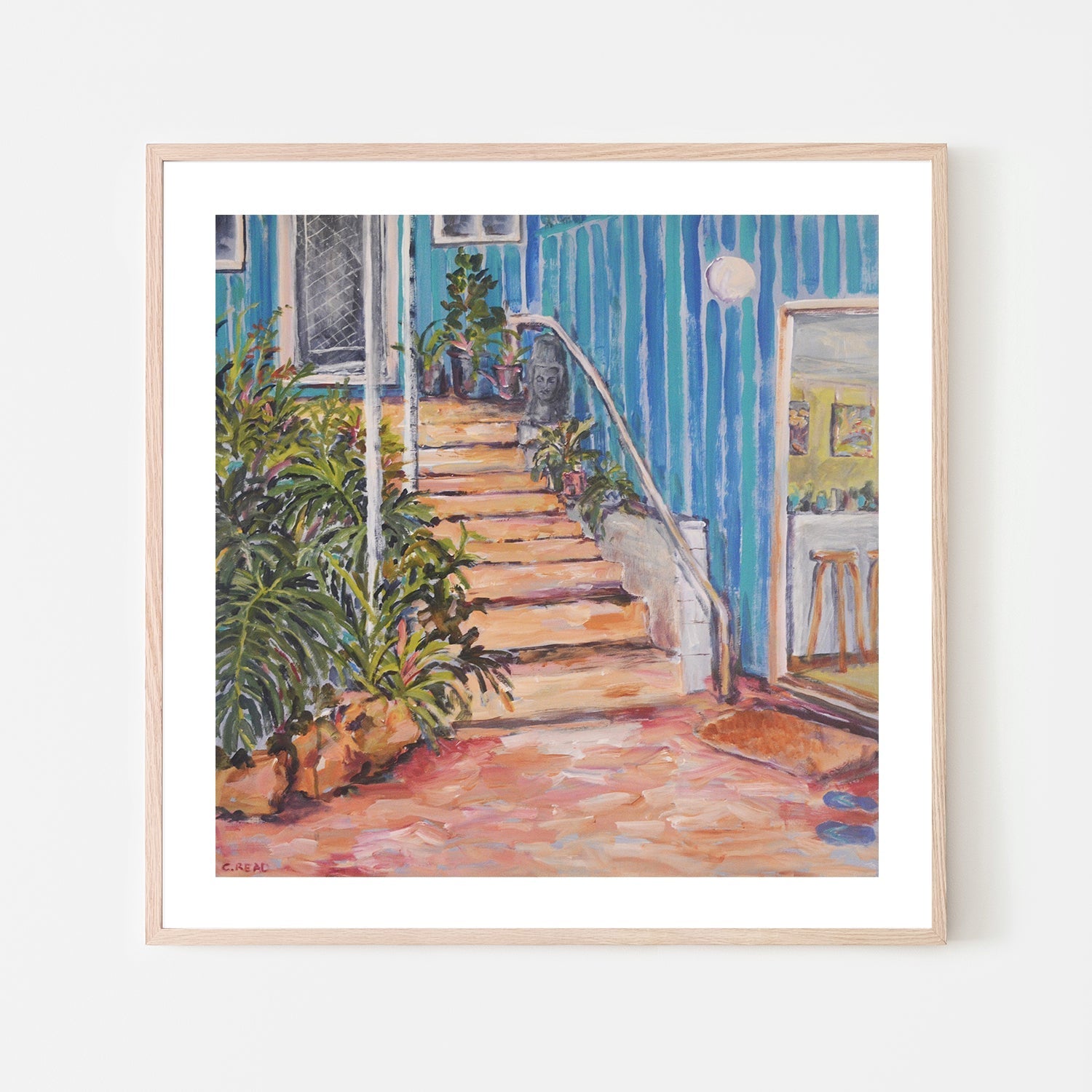 wall-art-print-canvas-poster-framed-Back Steps With Blue Thongs , By Christine Read-6