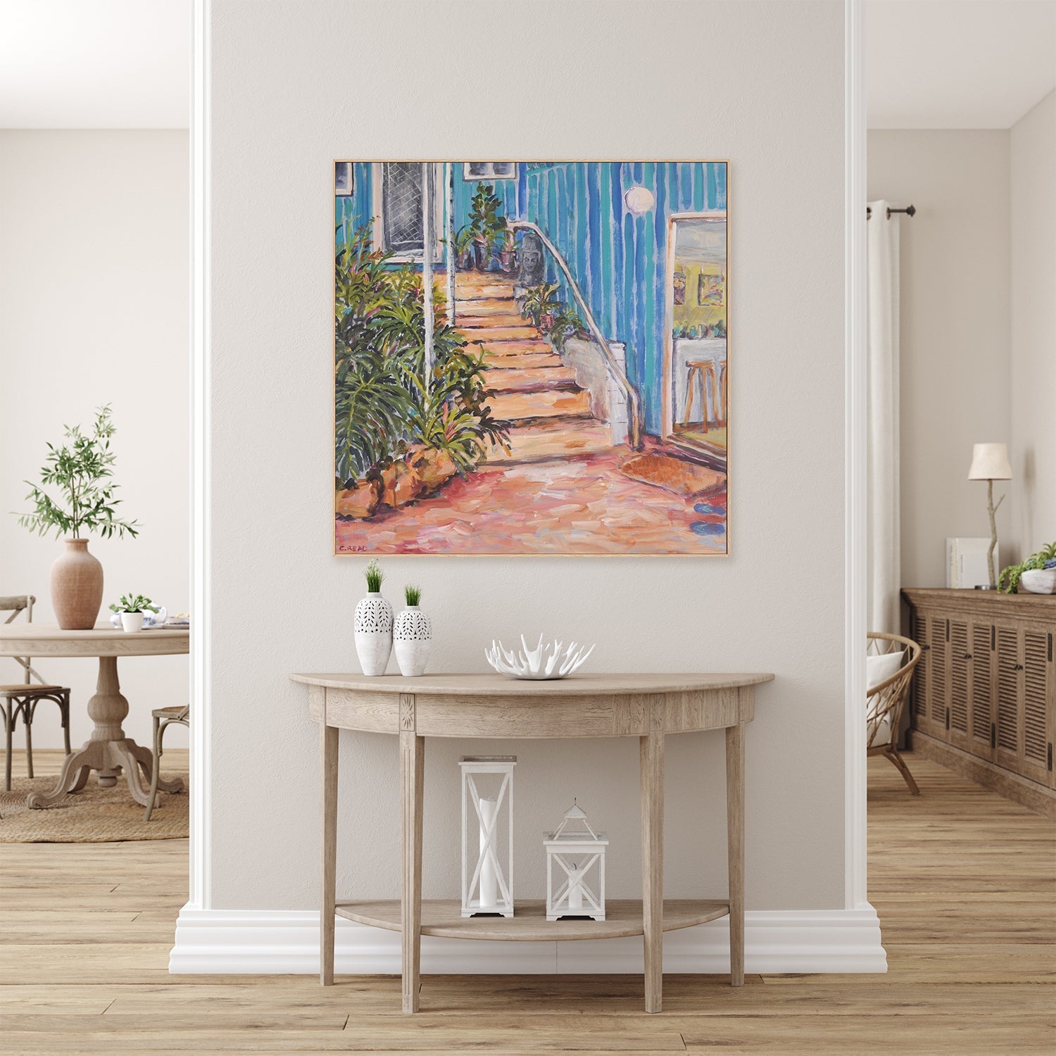 wall-art-print-canvas-poster-framed-Back Steps With Blue Thongs , By Christine Read-7